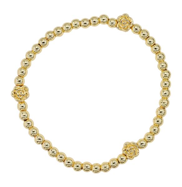 FLOWER CHARM BALL BEAD BRACELET