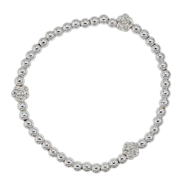 FLOWER CHARM BALL BEAD BRACELET
