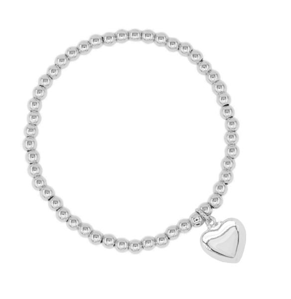 PUFFY HEART CHARM BALL BEAD BRACELET