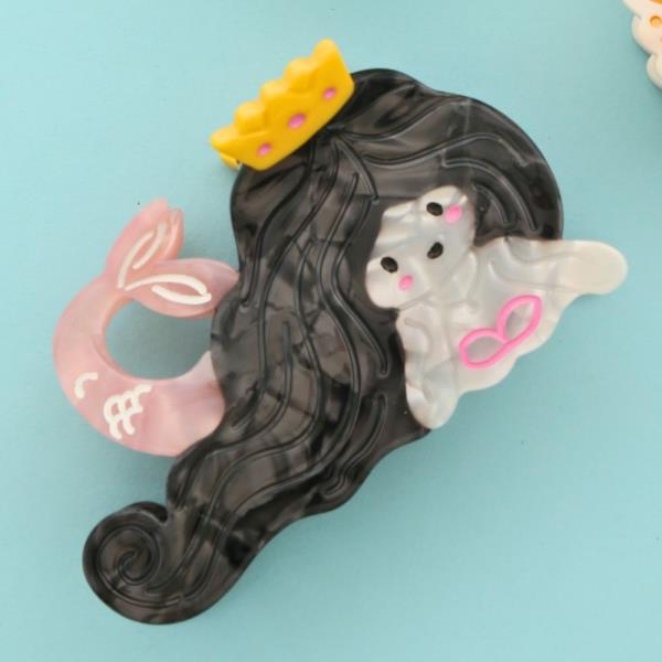 BLACK MERMAID HAIR CLAW JAW CLIP 1 PC