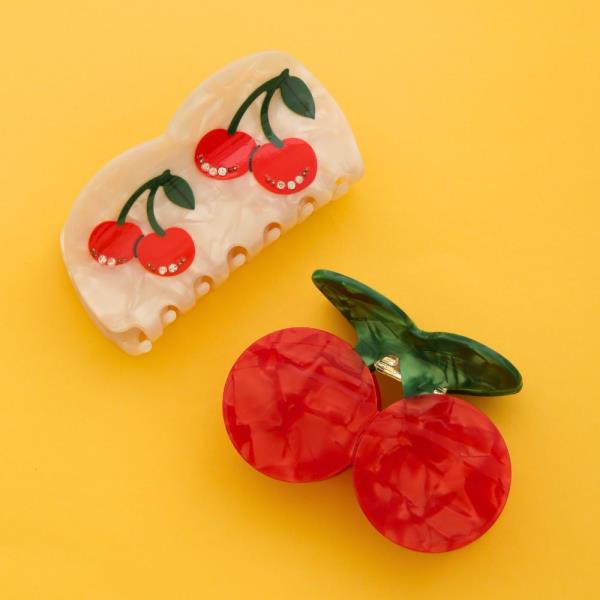 RED CHERRY HAIR CLAW JAW CLIP 1 PC