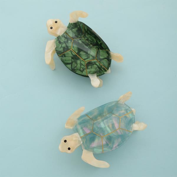 GREEN MARBLED TURTLE HAIR CLAW CLIP