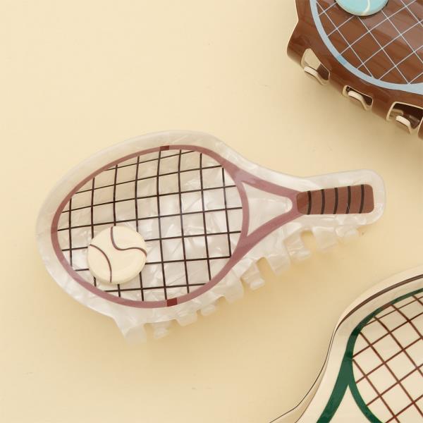 TENNIS RACKET SHAPED RESIN GRIP CLAW HAIR CLIP
