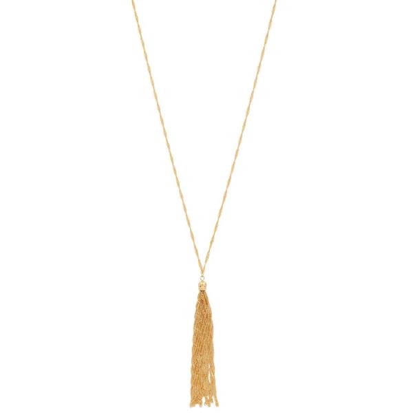 SODAJO CHAIN TASSEL PENDANT METAL GOLD DIPPED NECKLACE