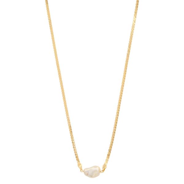 SODAJO PEARL BEAD METAL GOLD DIPPED NECKLACE