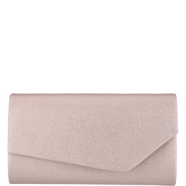 TEXTURED METALLIC FOLDOVER ENVELOPE STRUCTURE CLUTCH BAG WITH METAL CHAIN CROSSBODY