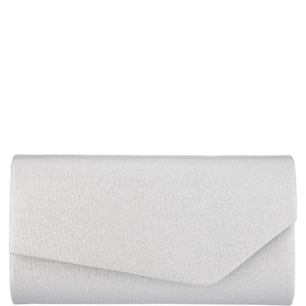 TEXTURED METALLIC FOLDOVER ENVELOPE STRUCTURE CLUTCH BAG WITH METAL CHAIN CROSSBODY