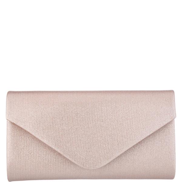TEXTURED METALLIC ENVELOPE FOLDOVER RECTANGULAR STRUCTURE CLUTCH BAG