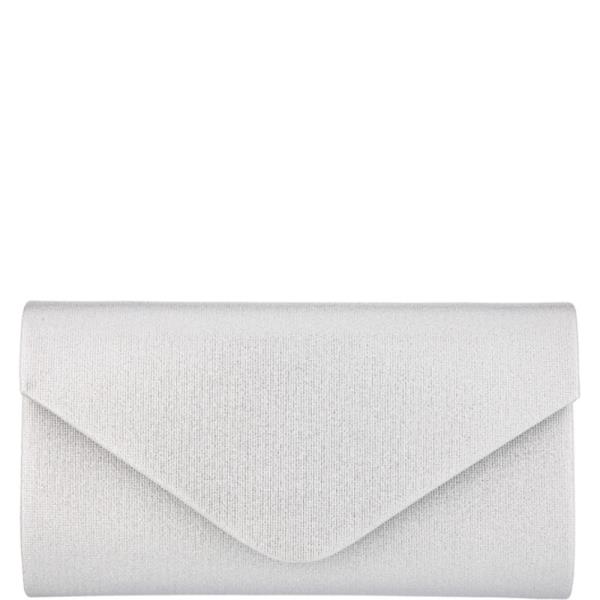 TEXTURED METALLIC ENVELOPE FOLDOVER RECTANGULAR STRUCTURE CLUTCH BAG