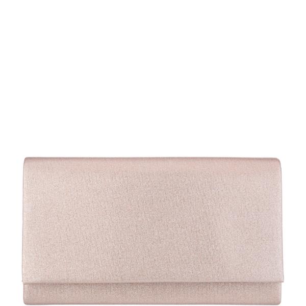 TEXTURED METALLIC STRAIGHT FOLDOVER RECTANGULAR STRUCTURE CLUTCH BAG