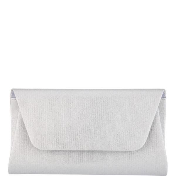 TEXTURED METALLIC ENVELOPE ANGLED FLAP RECTANGULAR STRUCTURE CLUTCH BAG