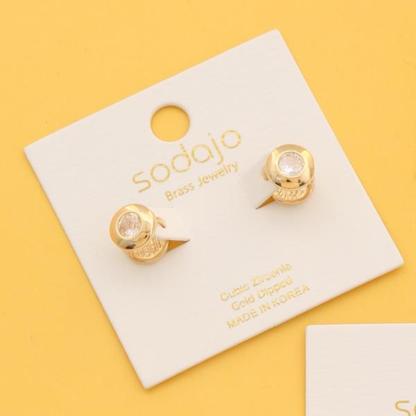 SODAJO 14K GOLD DIPPED CZ BRASS EARRING