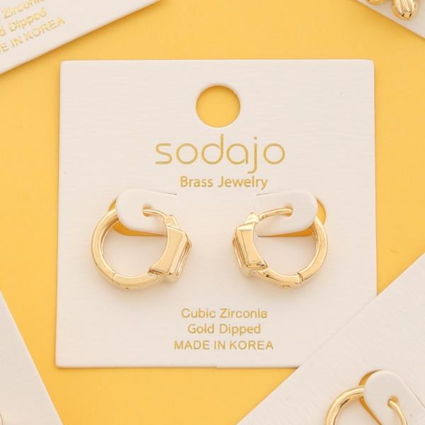 SODAJO 14K GOLD DIPPED CZ HUGGIE EARRING