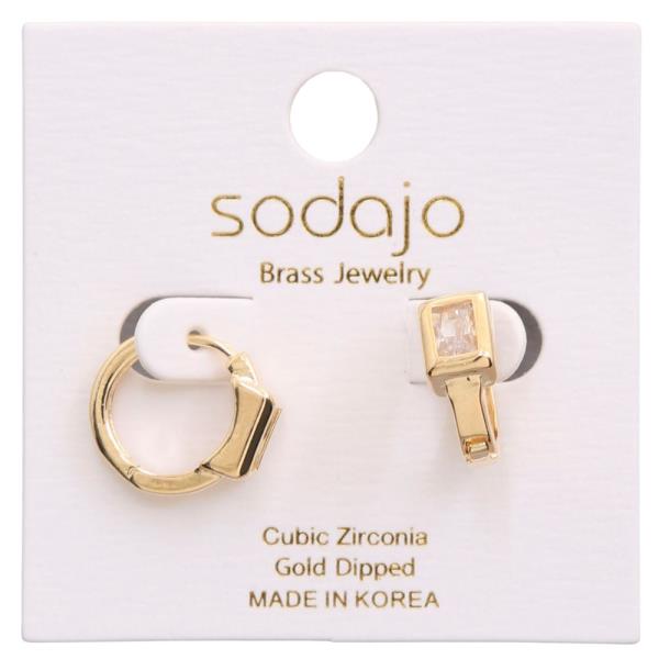 SODAJO 14K GOLD DIPPED CZ HUGGIE EARRING