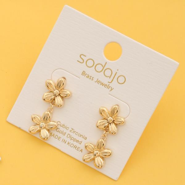 SODAJO DOUBLE FLOWER LINK GOLD DIPPED NECKLACE