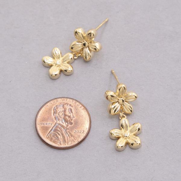 SODAJO DOUBLE FLOWER LINK GOLD DIPPED NECKLACE