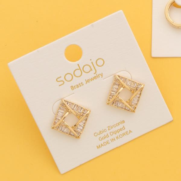 SODAJO CZ METAL GOLD DIPPED EARRING