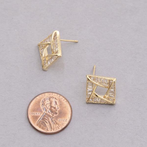 SODAJO CZ METAL GOLD DIPPED EARRING