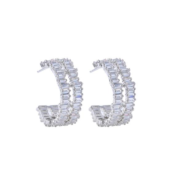 CRYSTAL EDGE OPEN HOOP EARRING
