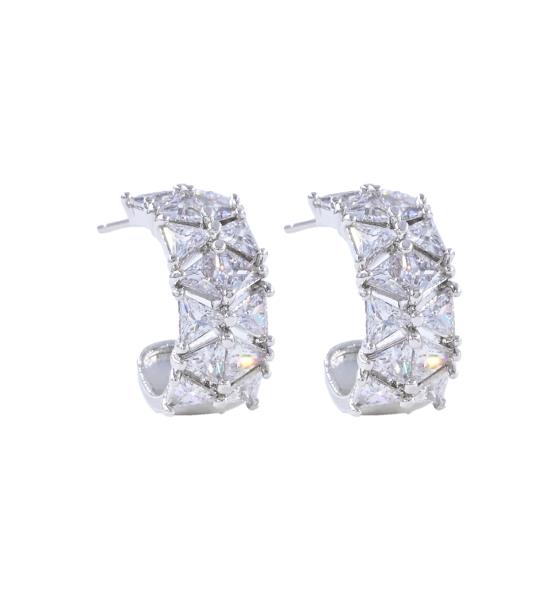 CURVE METAL CRYSTAL EARRING