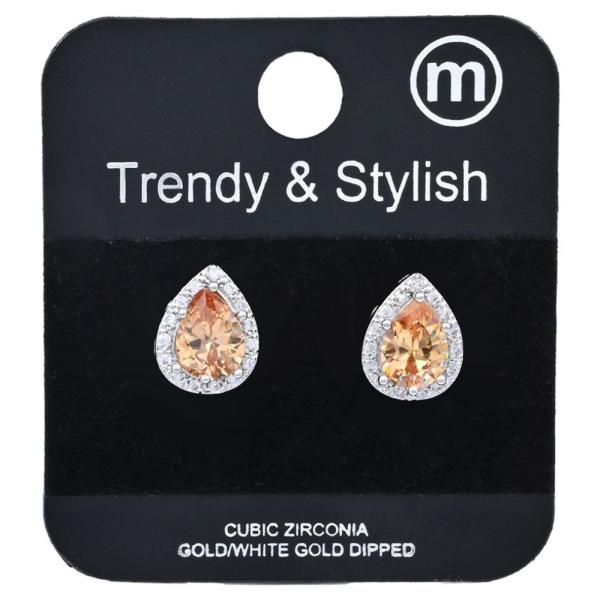 TEARDROP CZ GOLD DIPPED EARRING