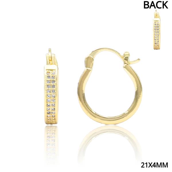 TWO LINE RHINESTONE HOOP EARRING