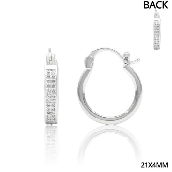 TWO LINE RHINESTONE HOOP EARRING