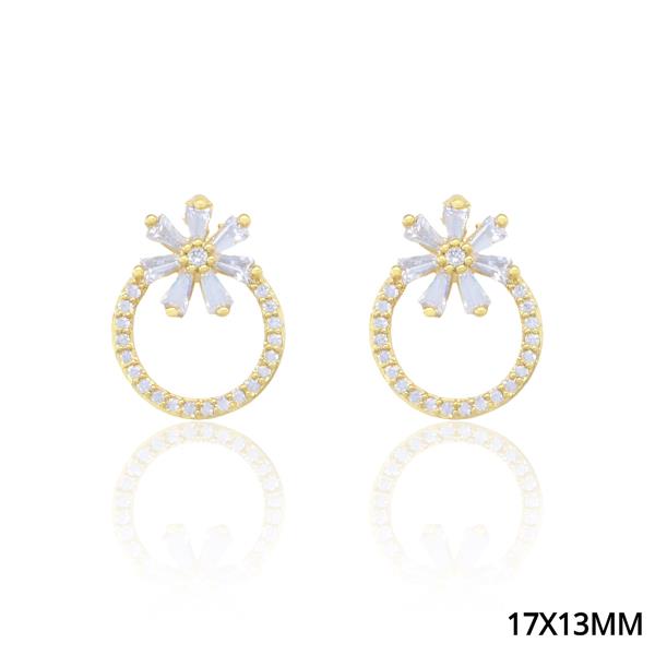 FLOWER RHINESTONE RING POST EARRING