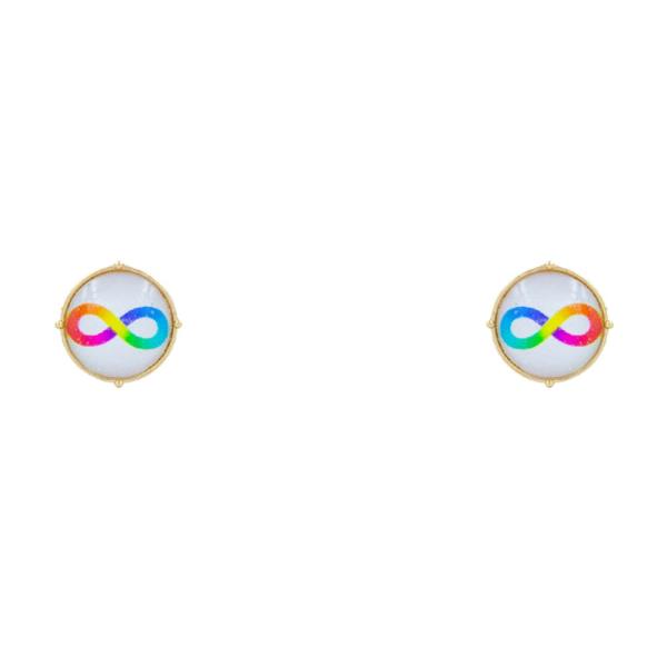 RAINBOW INFINITY BOW ROUND EARRING