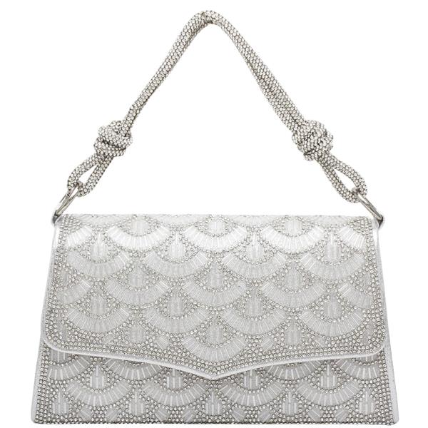 CHIC RHINESTONE EMBELLISHED DESIGN EVENING CROSSBODY BAG