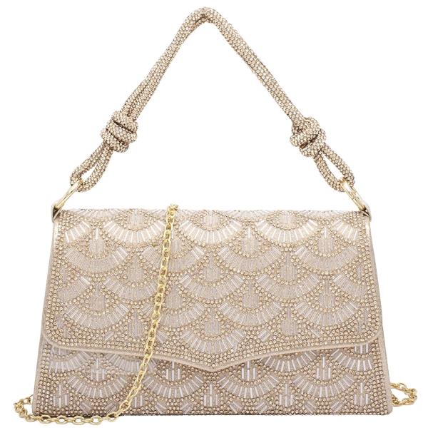 CHIC RHINESTONE EMBELLISHED DESIGN EVENING CROSSBODY BAG