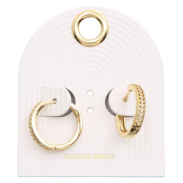 18K GOLD DIPPED RHINESTONE HOOP EARRING