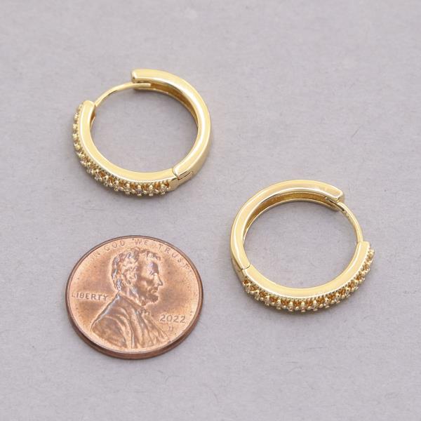 18K GOLD DIPPED RHINESTONE HOOP EARRING
