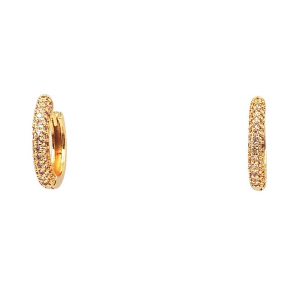 18K BRASS CZ PAVE HOOP EARRING