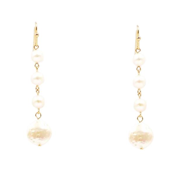 18K BRASS FRESH WATER PEARL DROP EARRING