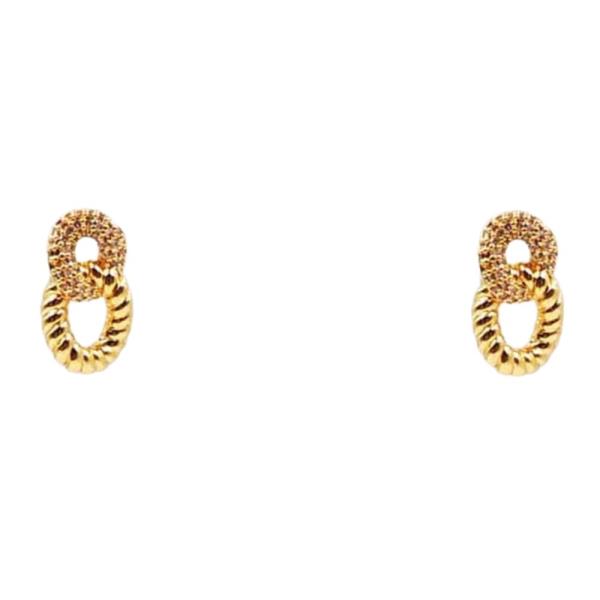18K BRASS PAVE CZ AND TEXTURED EARRING