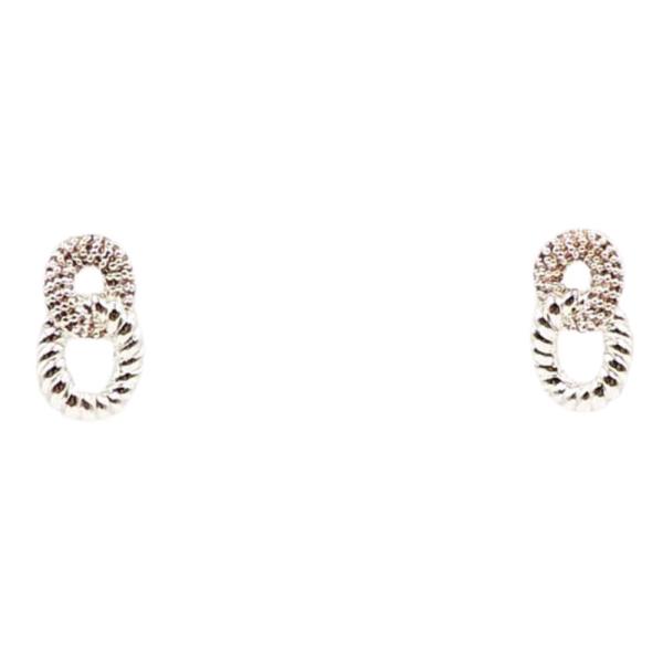 18K BRASS PAVE CZ AND TEXTURED EARRING