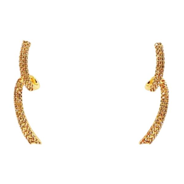 18K BRASS PAVE CURVED LINE STUD EARRING