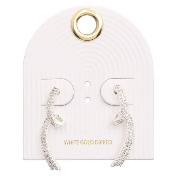 18K BRASS PAVE CURVED LINE STUD EARRING