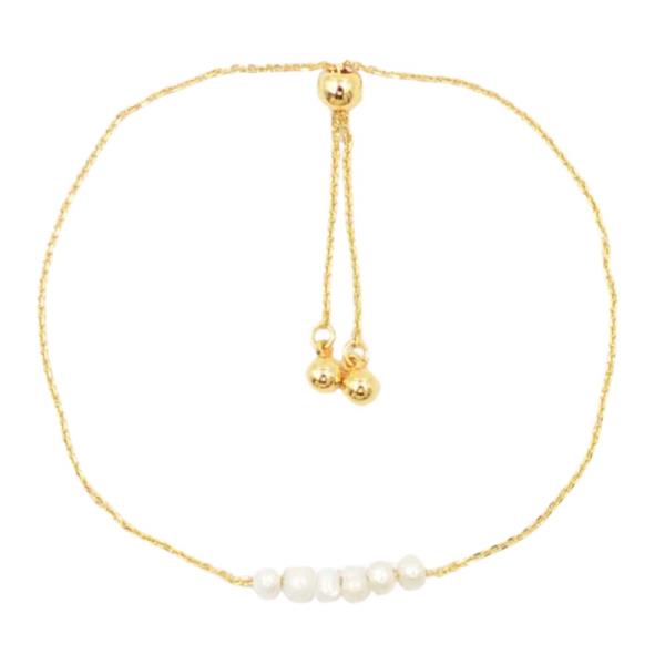 18K PEARL BEAD PULL TIE BRACELET
