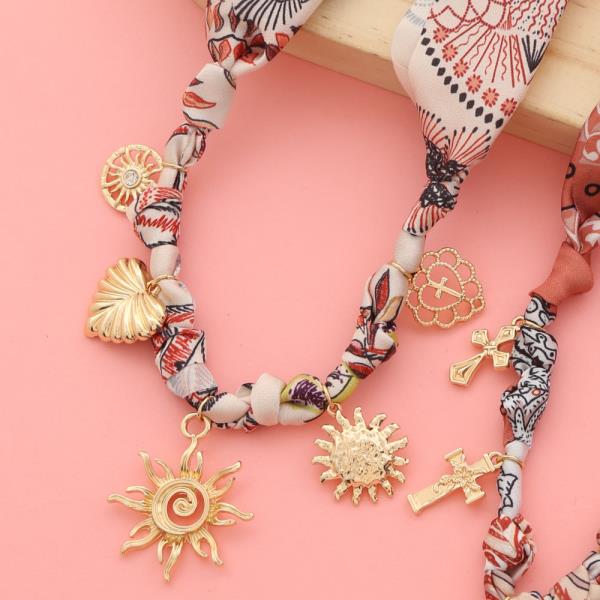 FABRIC SUN CHARM NECKLACE