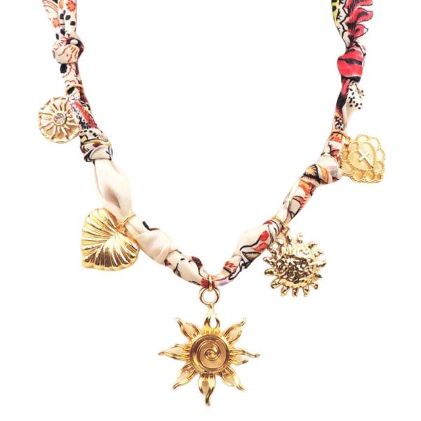 FABRIC SUN CHARM NECKLACE