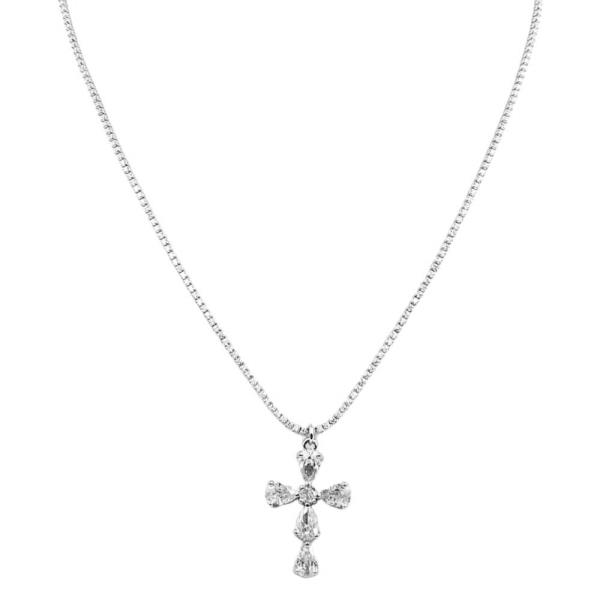 CZ PAVE CROSS PENDANT NECKLACE
