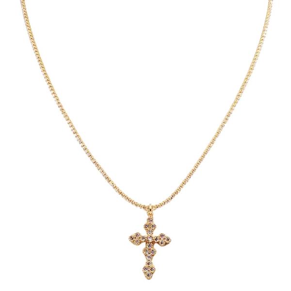 CZ PAVE CROSS PENDANT NECKLACE