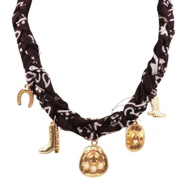 FABRIC WESTERN MULTI CHARM NECKLACE