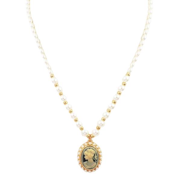 PEARL OUTLINE CAMEO PENDANT NECKLACE