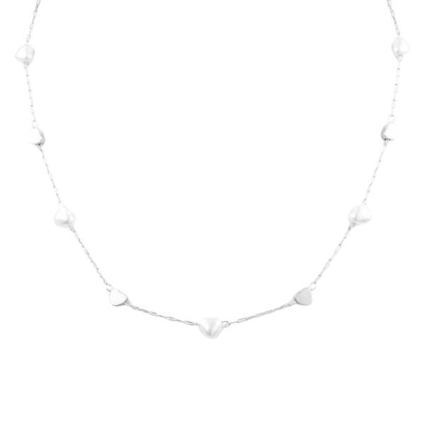 HEART AND PEARL STATION NECKLACE