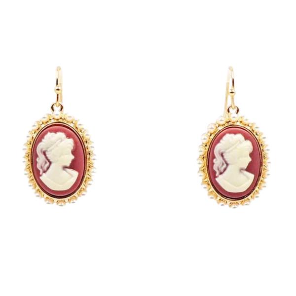 PEARL OUTLINE CAMEO FISH HOOK EARRING