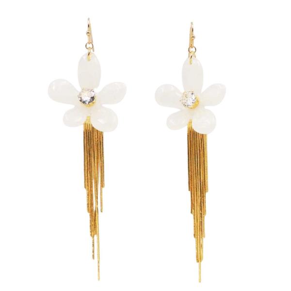 ACRYLIC FLOWER CHAIN DROP EARRING