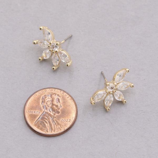 HALF FLOWER METAL EARRING